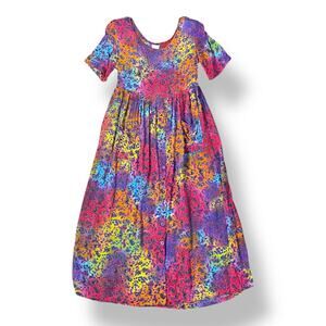 Vintage Floral Buttoned Multicolor Maxi Dress Size M Boho